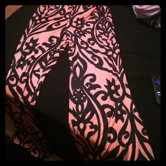 Pink and black palazzo pants