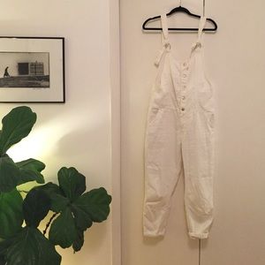 Zara // Women's White Denim Overalls