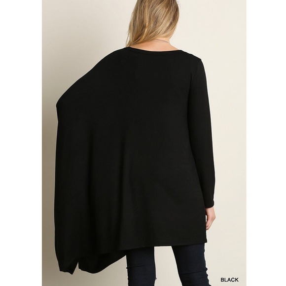 "Diorama" Long Sleeve Draped Side Top - Picture 2 of 4