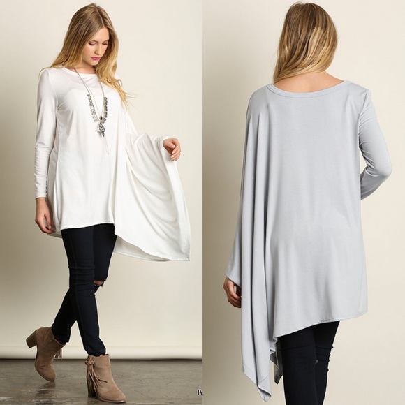 "Diorama" Long Sleeve Draped Side Top - Picture 4 of 4