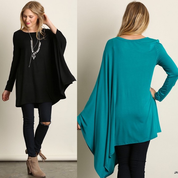 "Diorama" Long Sleeve Draped Side Top - Picture 3 of 4