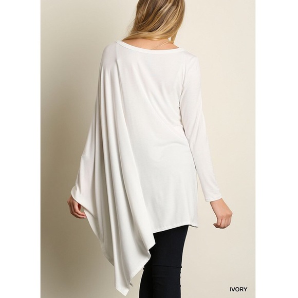 "Diorama" Long Sleeve Draped Side Top - Picture 4 of 4