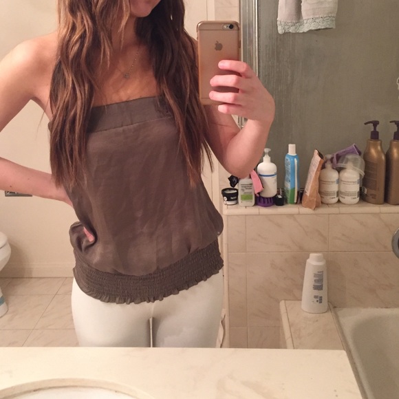 Olive Green Silky Tube Top