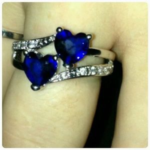 Sapphire Quartz & White Topaz gemstone silver ring