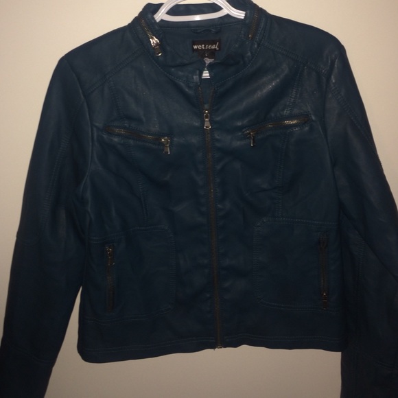 Teal leather jacket