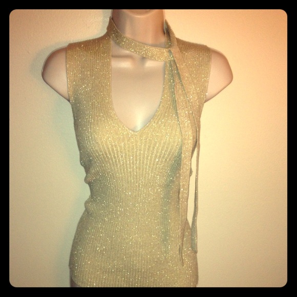 New York & Company gold shimmering tank top