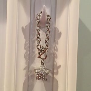 Silver crystal star toggle bracelet