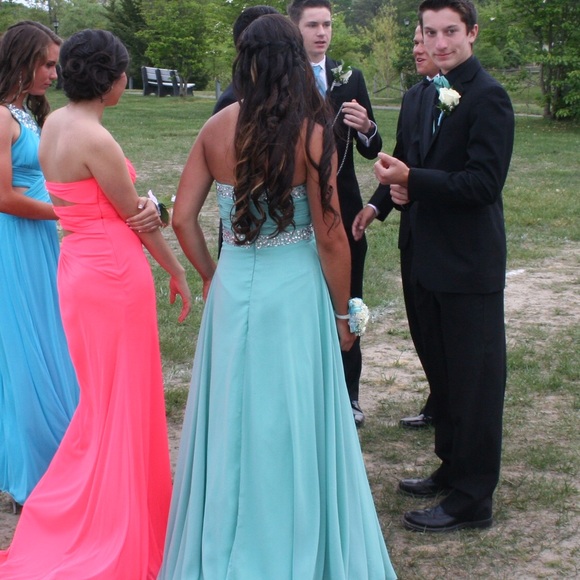 LIKE NEW Teal Prom Dress - Picture 2 of 4