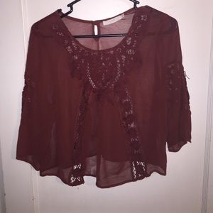 Lush chiffon top with lace detail