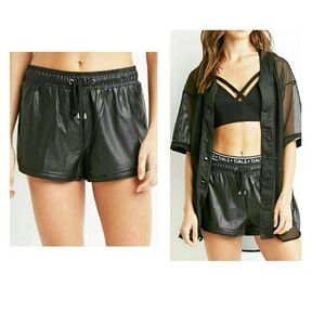 Black Faux Leather  Shorts