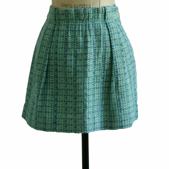 J.Crew mini skirt in tidepool tweed jade &blue - Picture 2 of 3