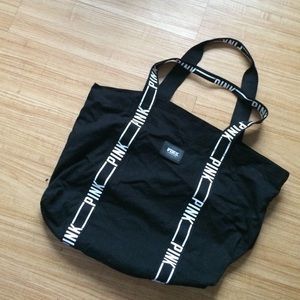Black and white PINK tote