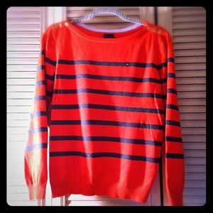 Hawt Tommy Hilfiger Top, Orange and Blue Stripe