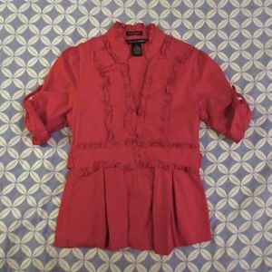 Red Ruffle Blouse
