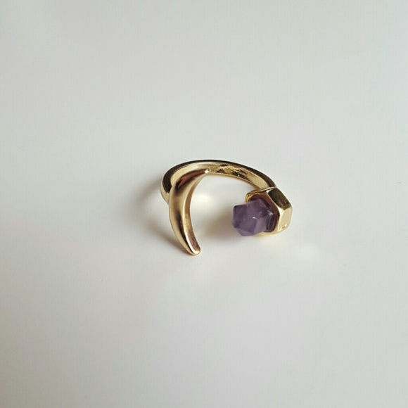 Adjustable amethyst Moon ring