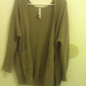 long knit oatmeal caridgan
