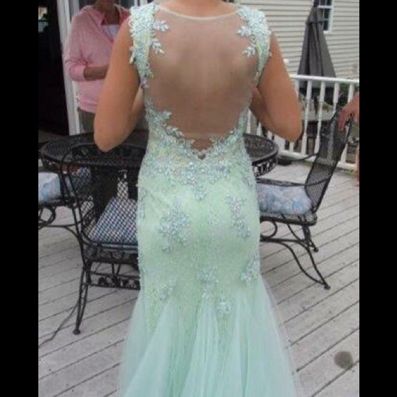 Rachel Allen Prom Dress Green Sparkles - Picture 2 of 6