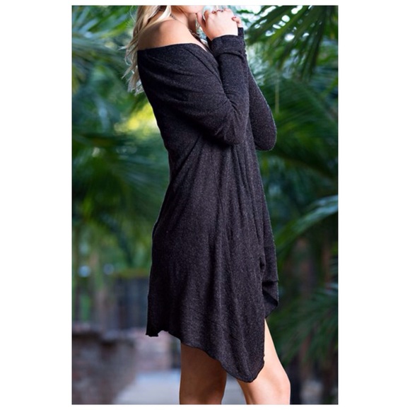 Charcoal Asymmetrical Draping Top - Picture 2 of 4