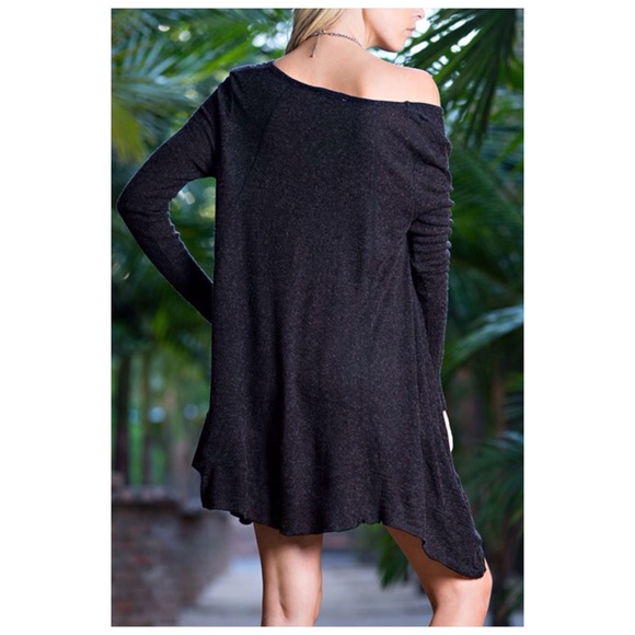 Charcoal Asymmetrical Draping Top - Picture 3 of 4