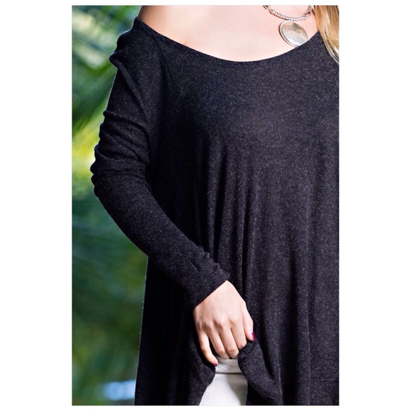 Charcoal Asymmetrical Draping Top - Picture 4 of 4