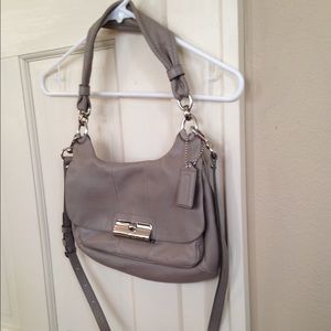 Gray Leather Coach Shoulder/Cross body Bag