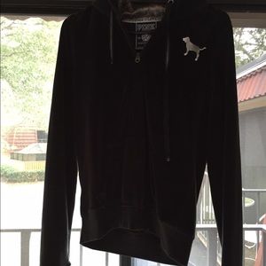 Velour faux fur hoodie