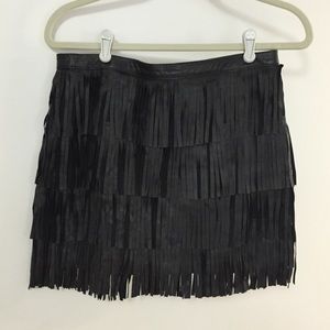 Zara leather fringe skirt