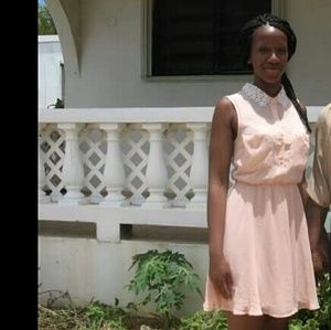 HP 1/20/16 H&M pink semi sheer skater dress