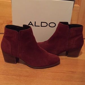 Burgundy leather booties