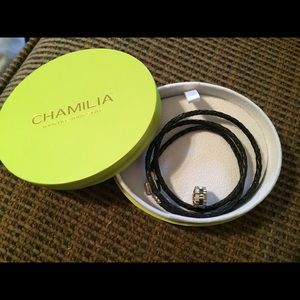 Authentic Chamilia double leather bracelet /bead