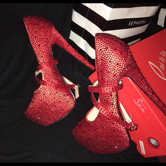 Designer inspired sexy red platform heels