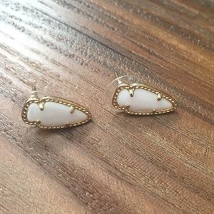 Kendra Scott Skylette Gold Stud Earrings White