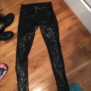 Black faux leather legging pants