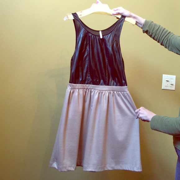 Chic Pleather and Taupe Dress