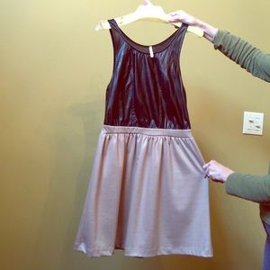 Chic Pleather and Taupe Dress