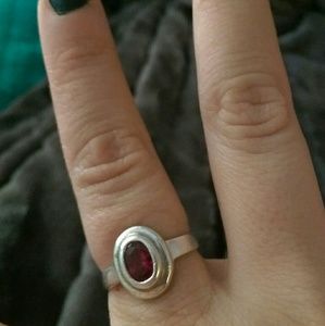 Sterling silver & ruby ring