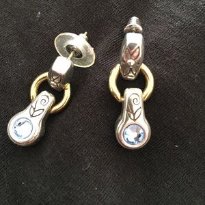 Brighton silver, goldtone and light blue earrings