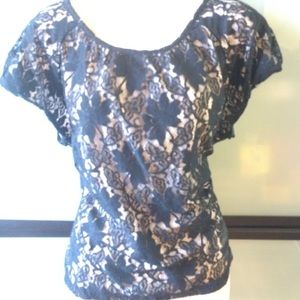 Black lace top with nude underlay