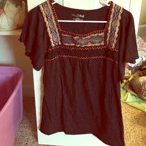 Black embroidered top