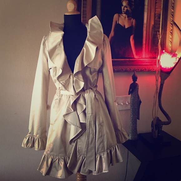 Bebe Ruffle Trench Jacket