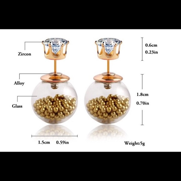 ✅ Glass Double sided earrings with beads! - Picture 2 of 4