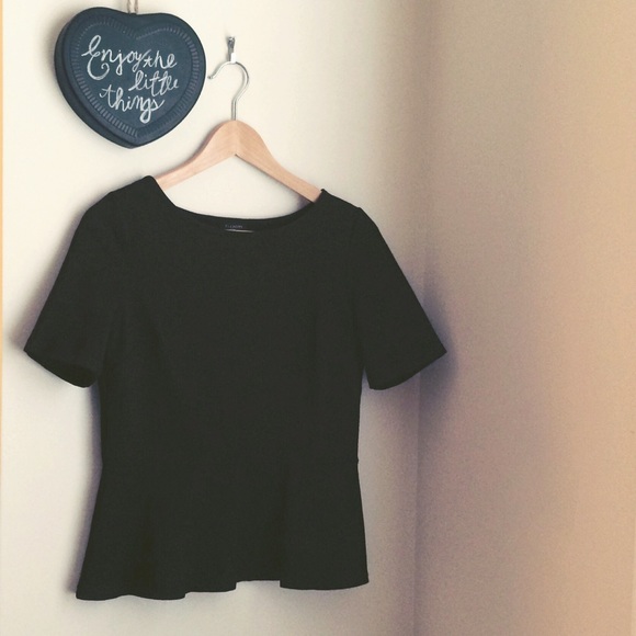 Talbots Black 3/4 Sleeve Peplum Top