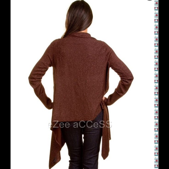 Drape front sweater cardigan long sleeves New - Picture 2 of 4