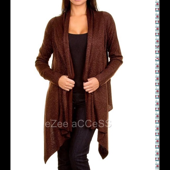 Drape front sweater cardigan long sleeves New - Picture 3 of 4