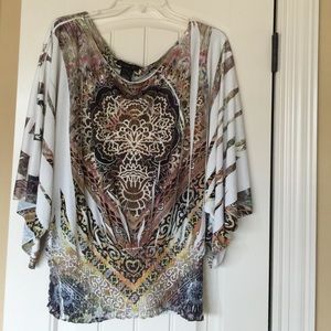 Ladies wide neck burn out blouse 1XL
