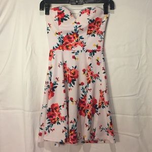 Strapless Floral Dress
