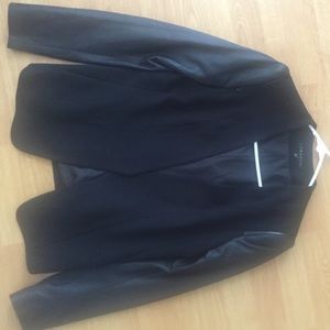 Theory jacket with zip and leather sleeve size S