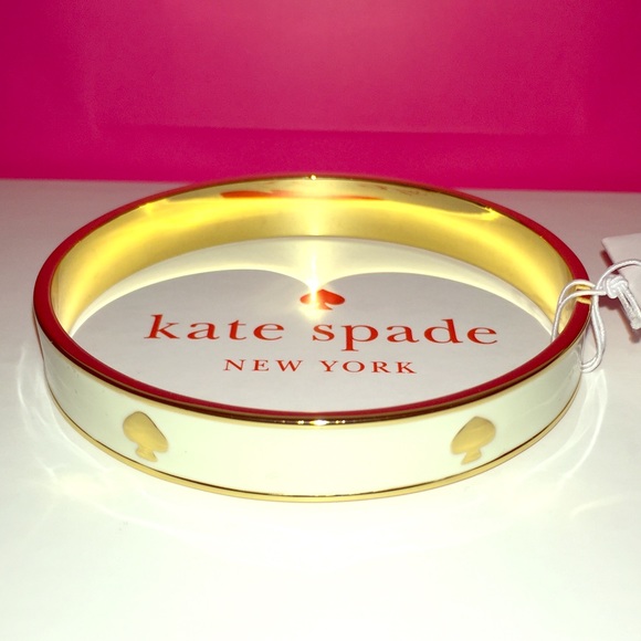 Take 40% Off 🎉 Kate Spade White Bangle/Gold ♠️ - Picture 2 of 5