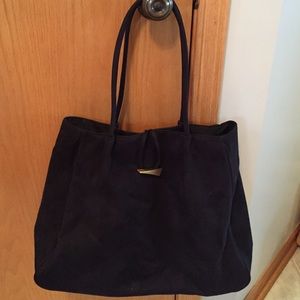 Donna Karan black suede tote