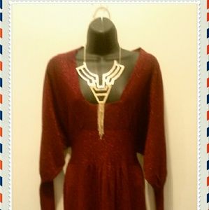 Burgundy Red Shimmering sweater Dress